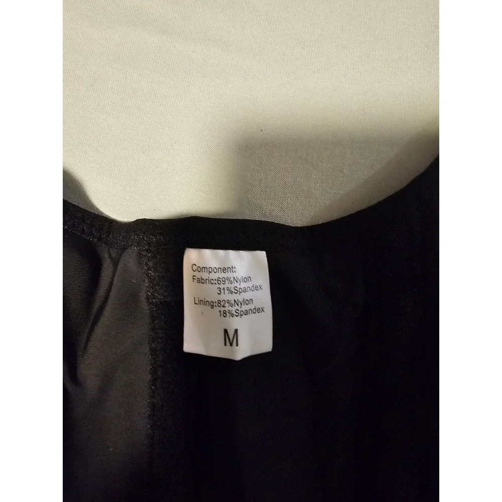 Medium Black Full Body Shapewear Bodysuit With Lace Trim